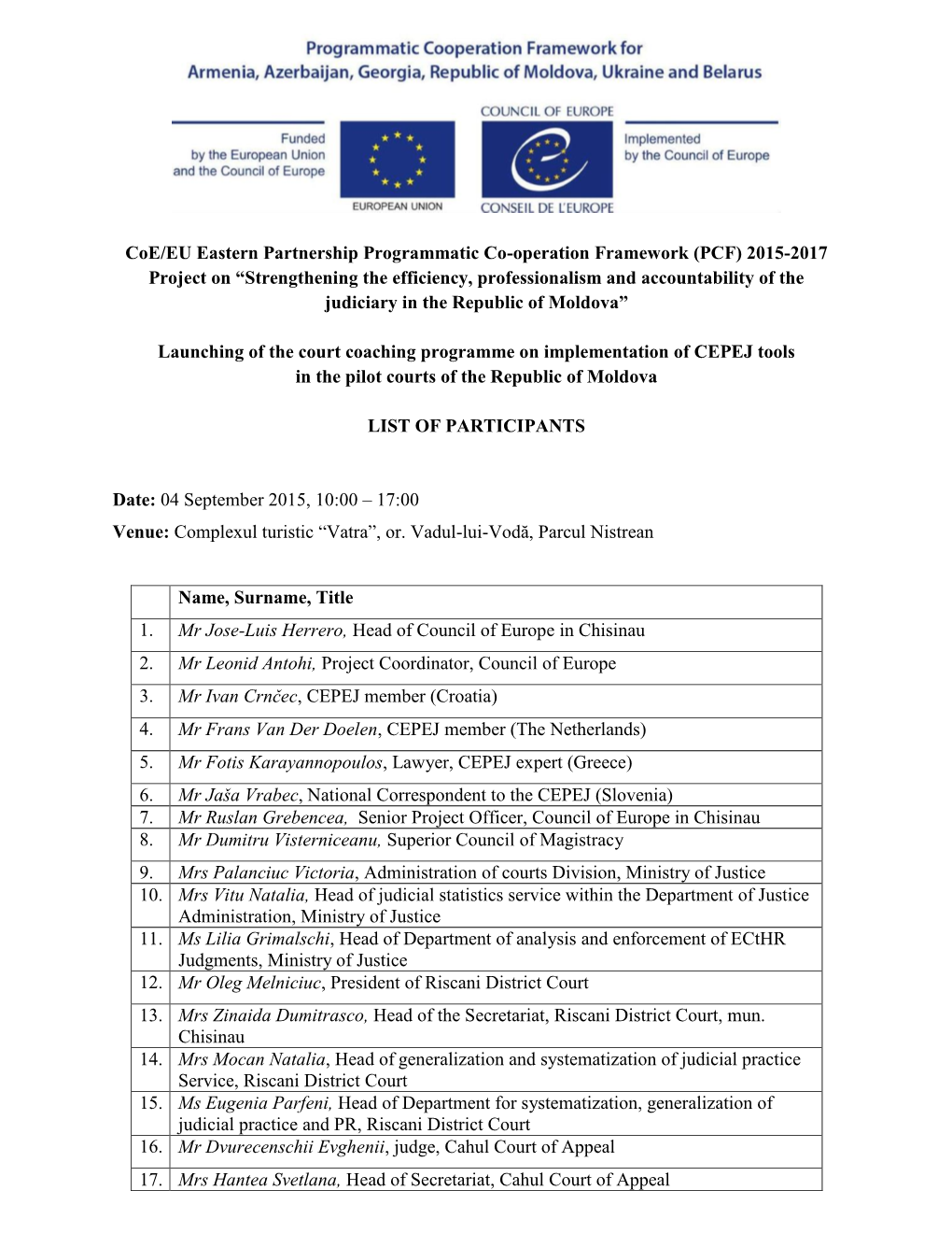 Coe/EU Eastern Partnership Programmatic