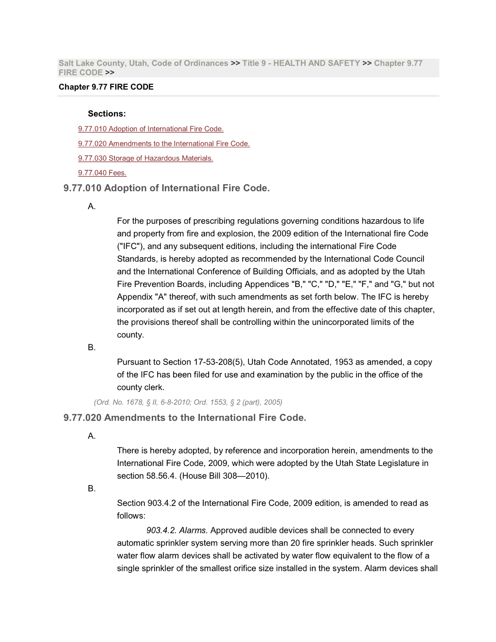 Salt Lake County, Utah, Code of Ordinances &gt;&gt; Title 9