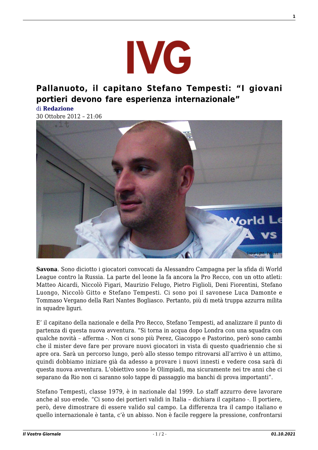 Il Vostro Giornale - 1 / 2 - 01.10.2021 2