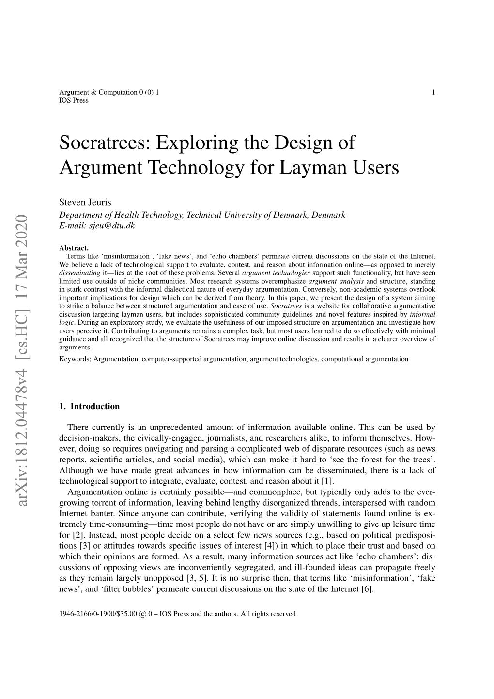 Socratrees: Exploring the Design of Argument Technology for Layman Users