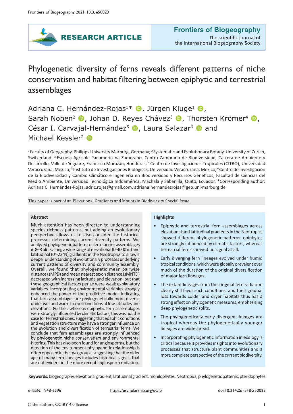 Phylogenetic Diversity of Ferns Reveals Different Patterns of Niche Conservatism and Habitat Filtering Between Epiphytic and Terrestrial Assemblages†