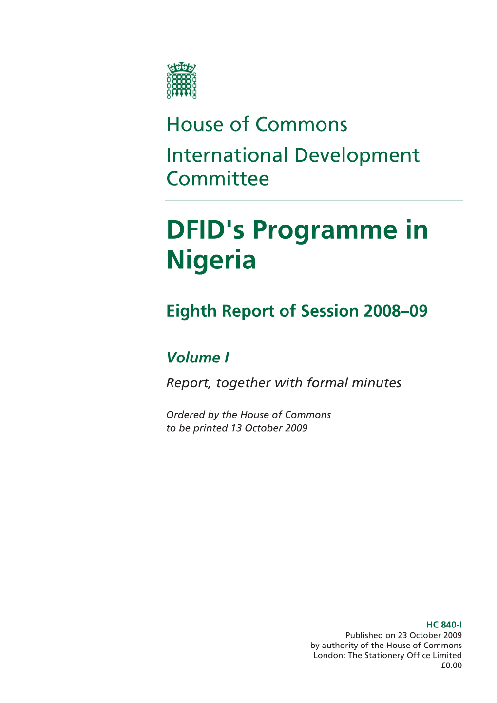 DFID's Programme in Nigeria