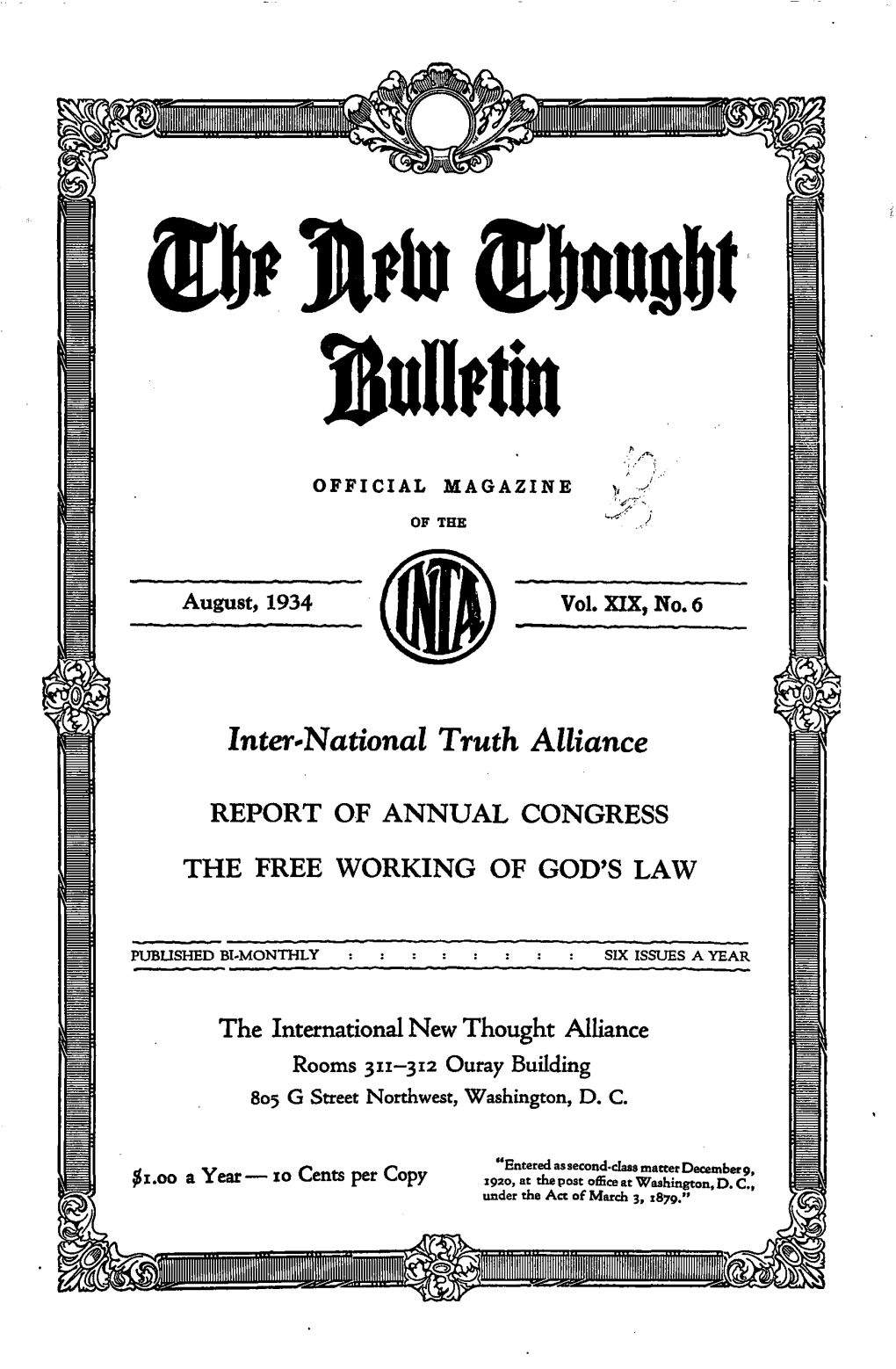 New Thought Bulletin V19 N6 Aug 1934