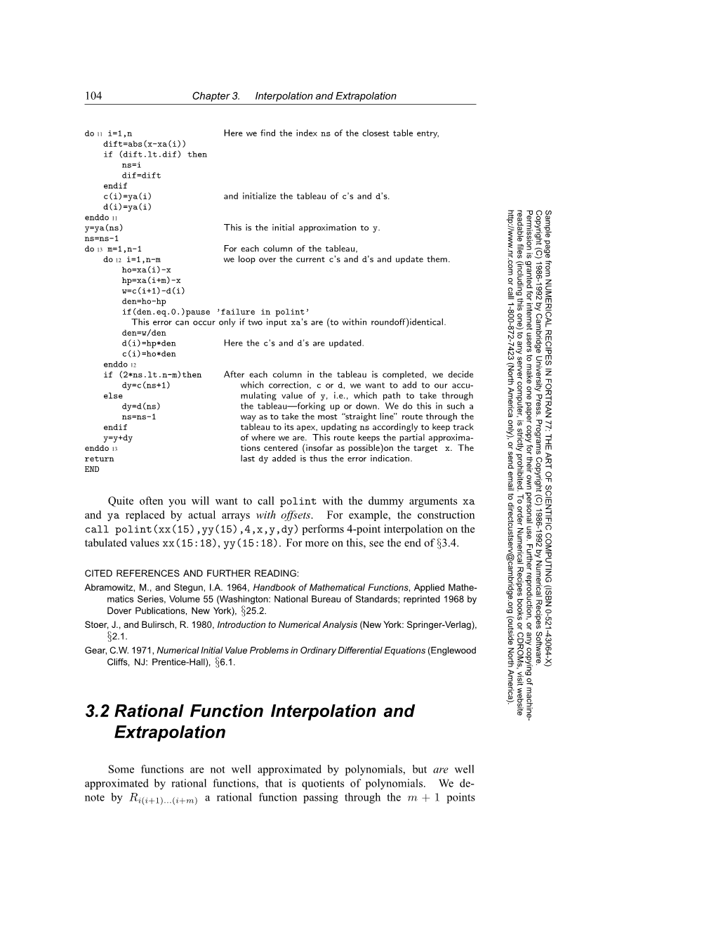 3.2 Rational Function Interpolation and Extrapolation