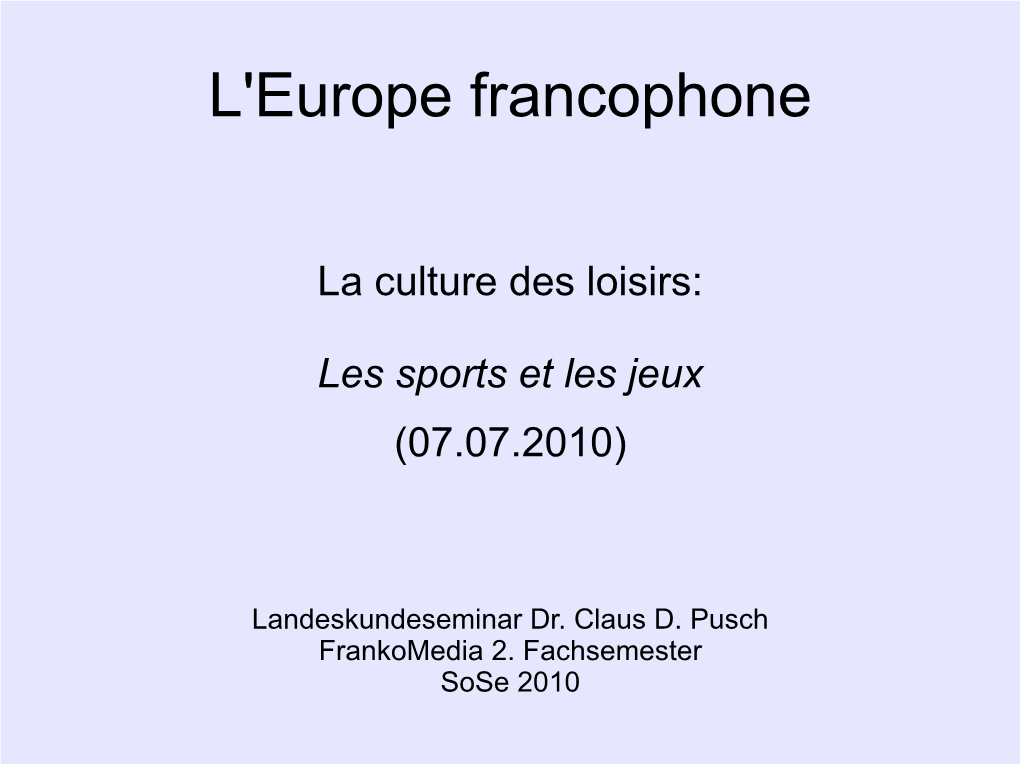 L'europe Francophone