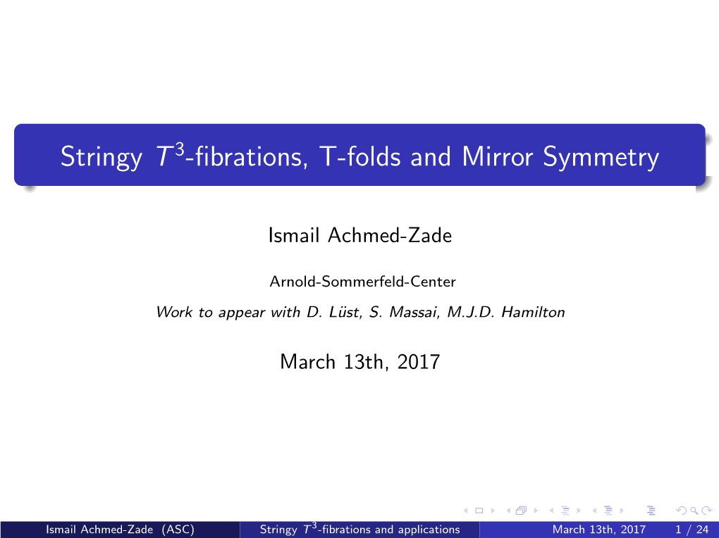 Stringy T3-Fibrations, T-Folds and Mirror Symmetry