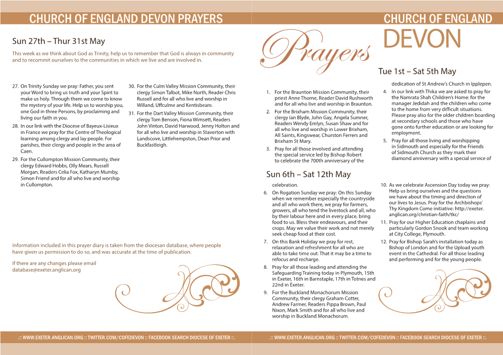 Church of England Devon Prayers