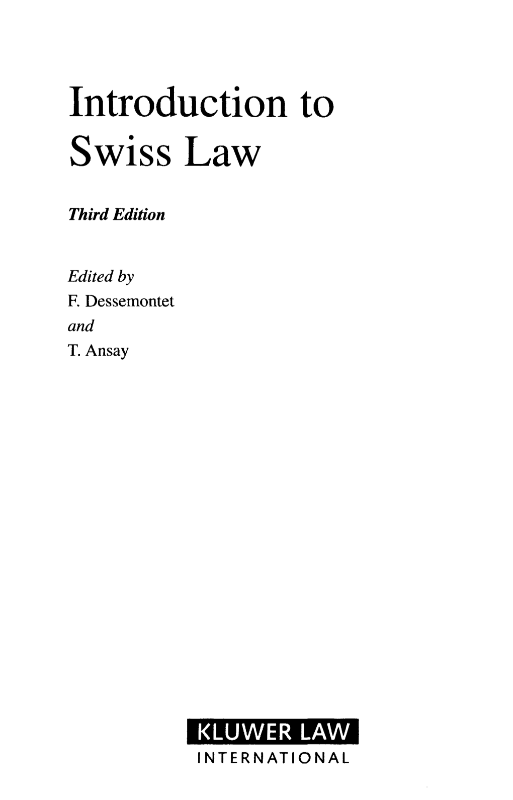 Introduction to Swiss Law