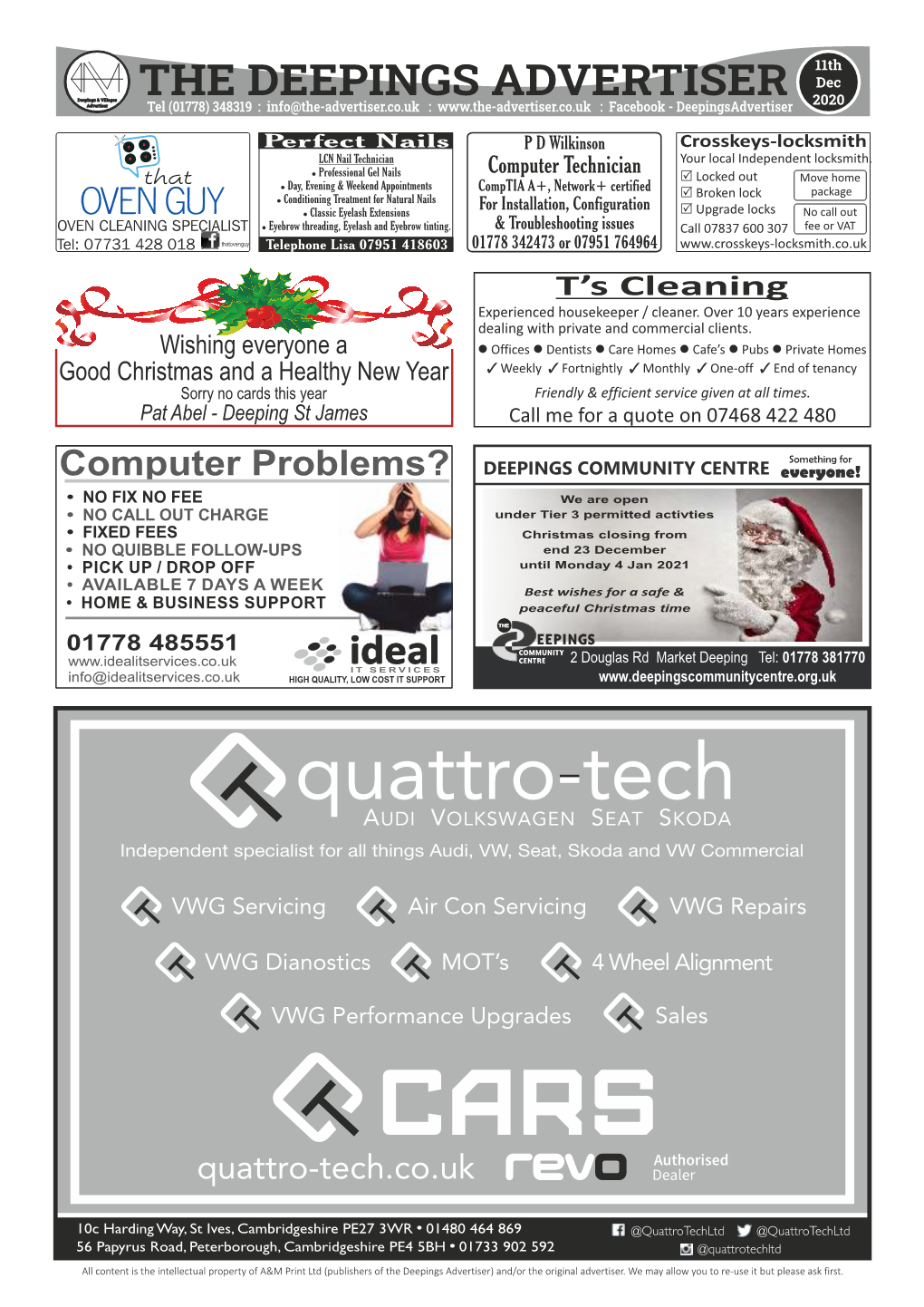 THE DEEPINGS ADVERTISER Advertiser Tel (01778) 348319 : Info@The-Advertiser.Co.Uk : : Facebook - Deepingsadvertiser 2020