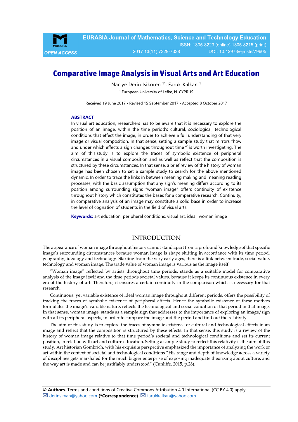 Comparative Image Analysis in Visual Arts and Art Education