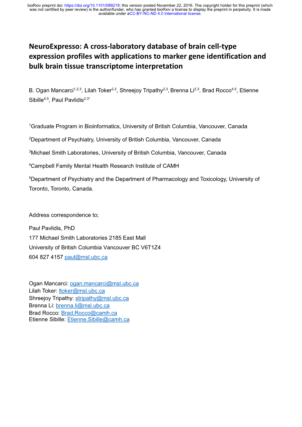 A Cross-Laboratory Database of Brain Cell-Type Expression Profiles with Applications to Marker Gene Identification and Bulk Brain Tissue Transcriptome Interpretation