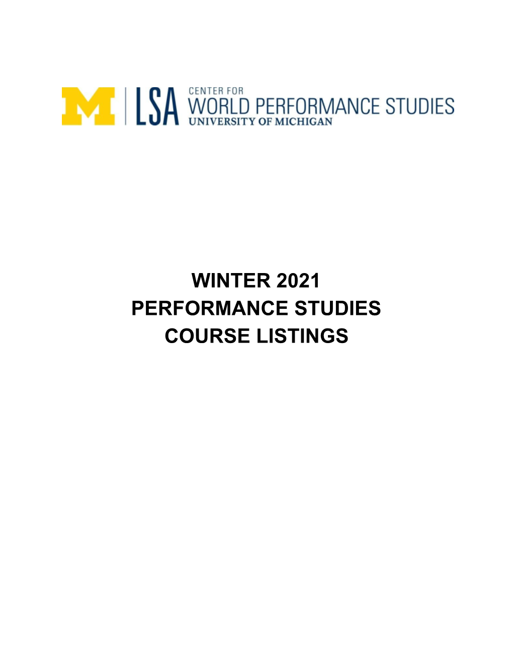 Winter 2021 Performance Studies Course Listings