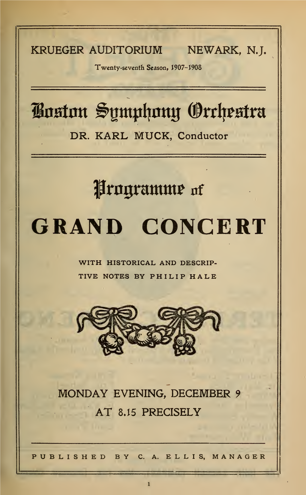 Boston Symphony Orchestra Concert Programs, Season 27,1907-1908, Trip