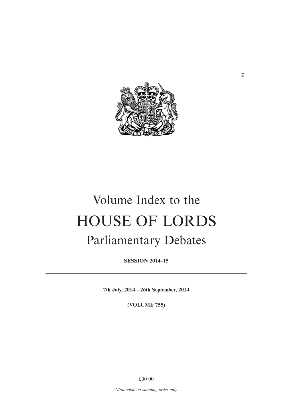 HOUSE of LORDS Parliamentary Debates