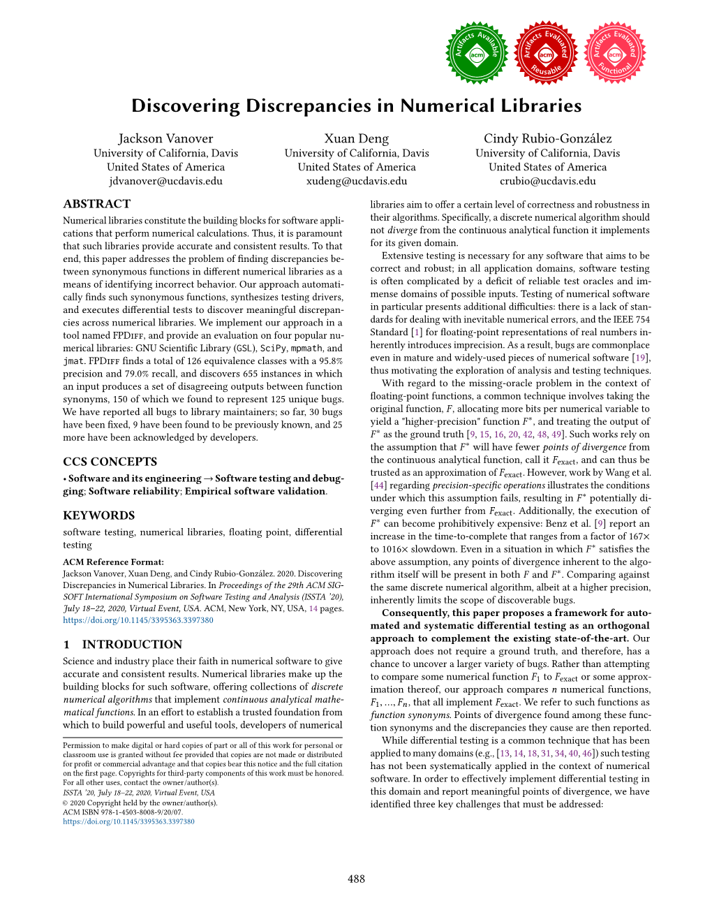 Discovering Discrepancies in Numerical Libraries