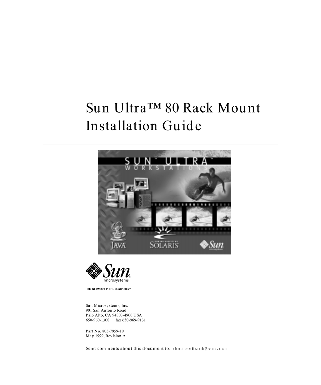 Sun Ultra 80 Rack Mount Installation Guide