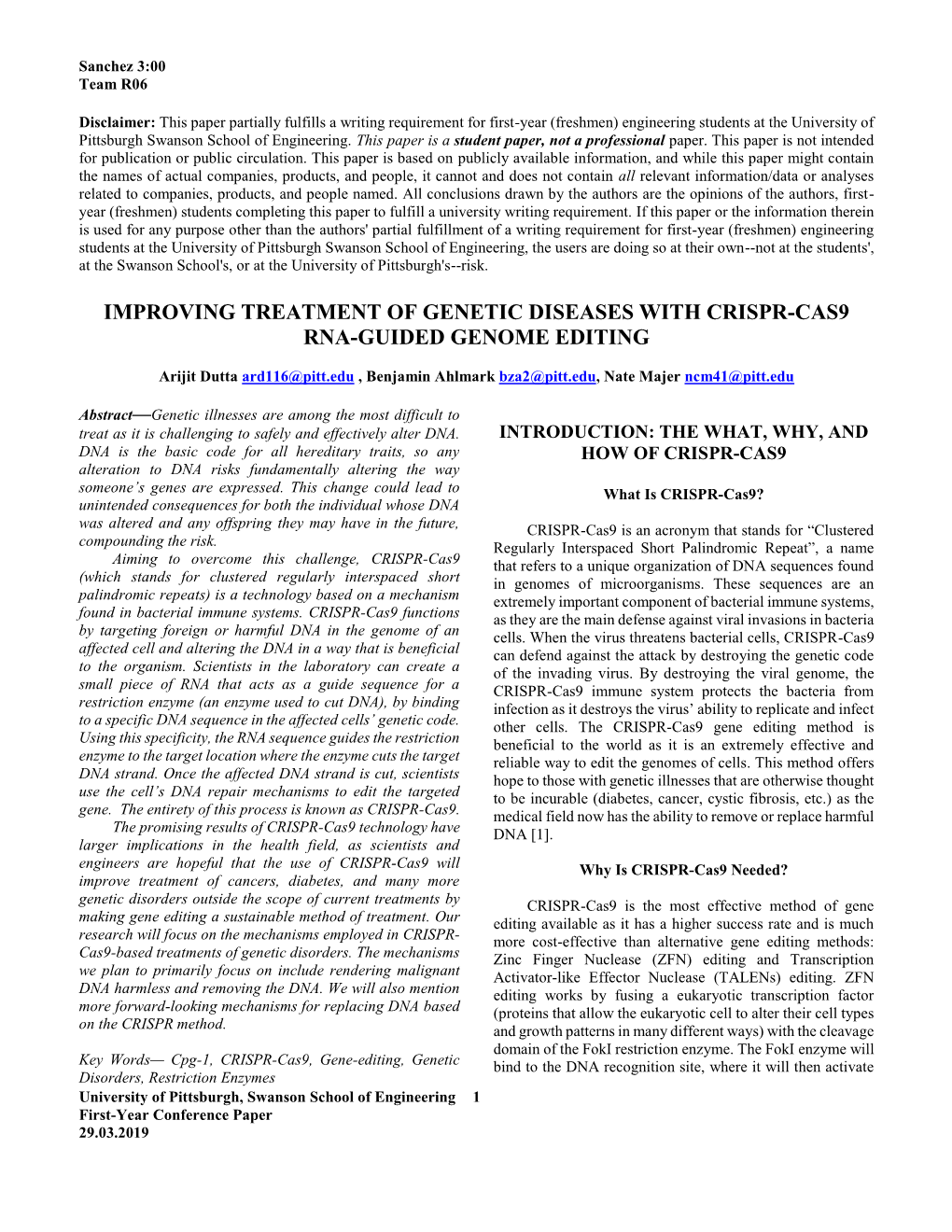 Improving Treatment of Genetic Diseases with Crispr-Cas9 Rna-Guided Genome Editing