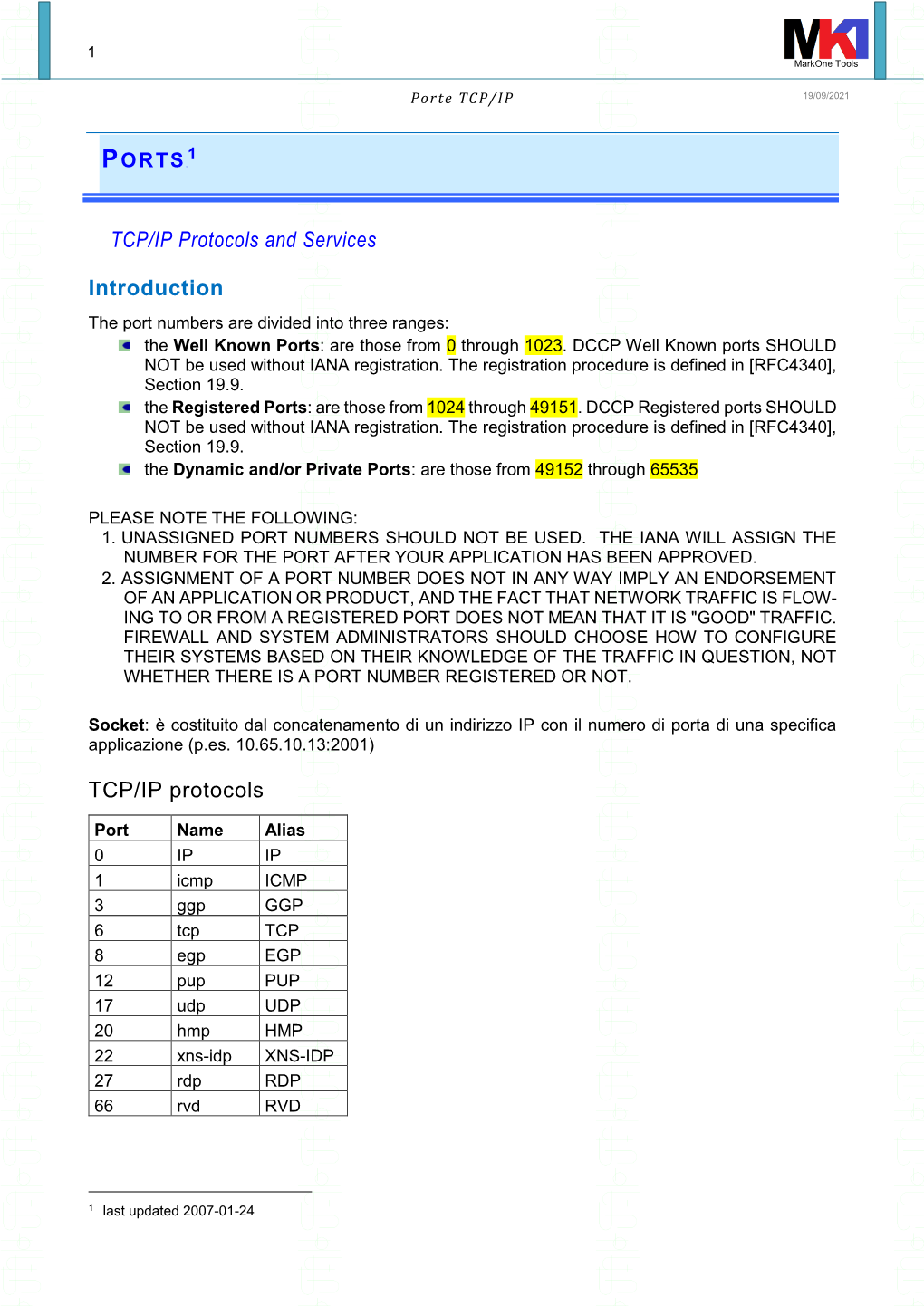 Porte TCP/IP 19/09/2021