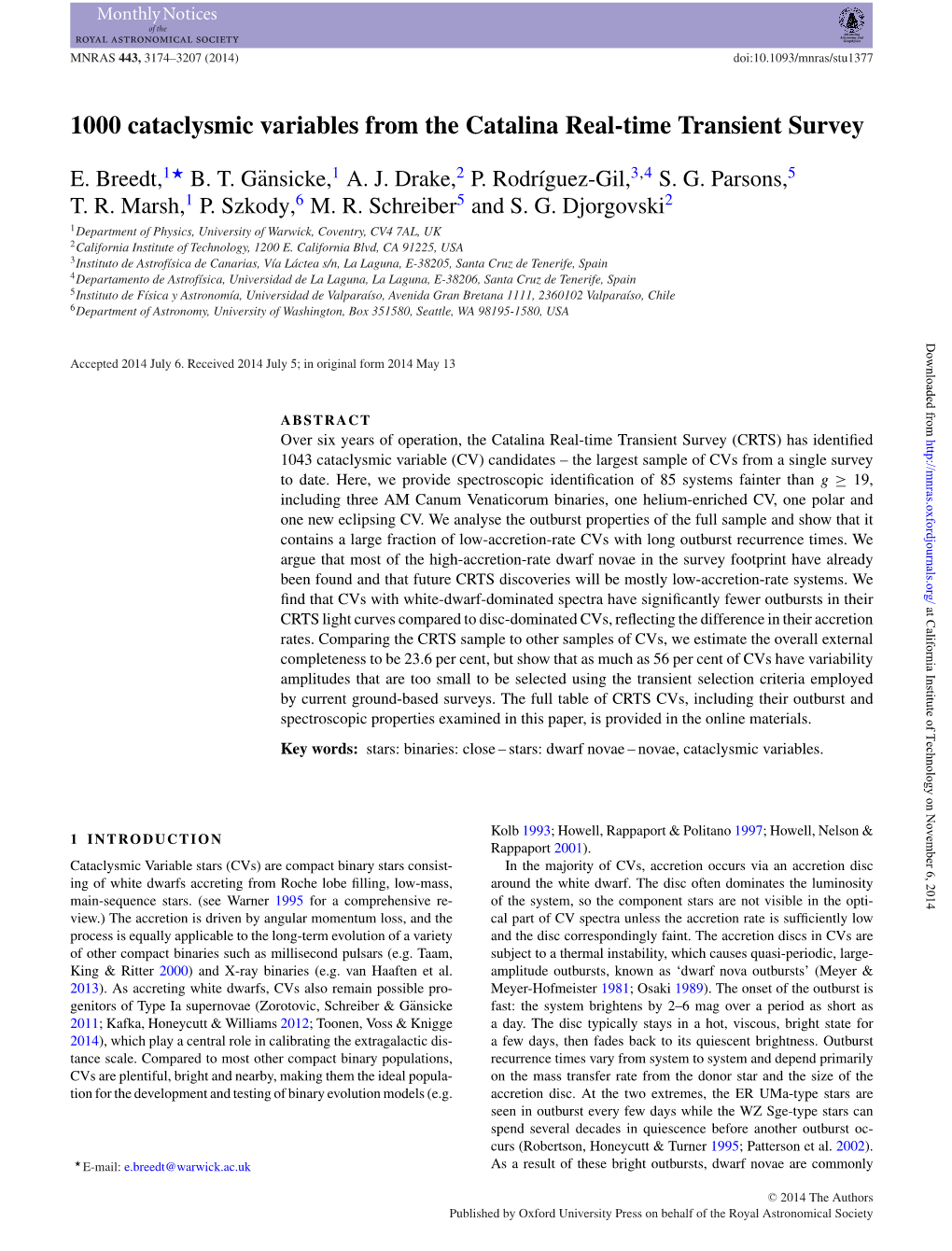 1000 Cataclysmic Variables from the Catalina Real-Time Transient Survey