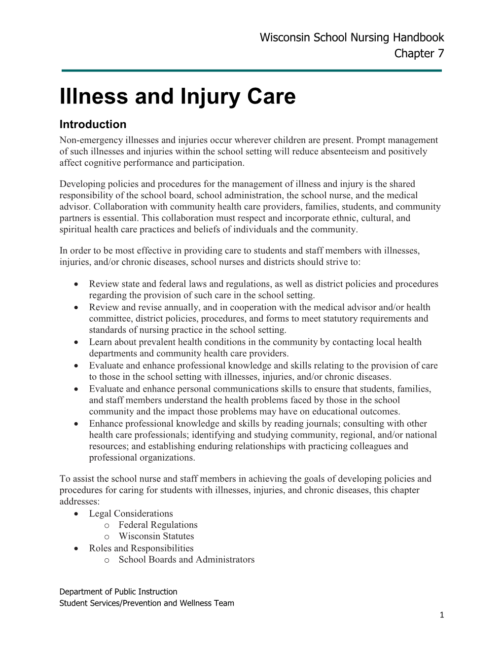 Chapter 7: Illness and Injury Care