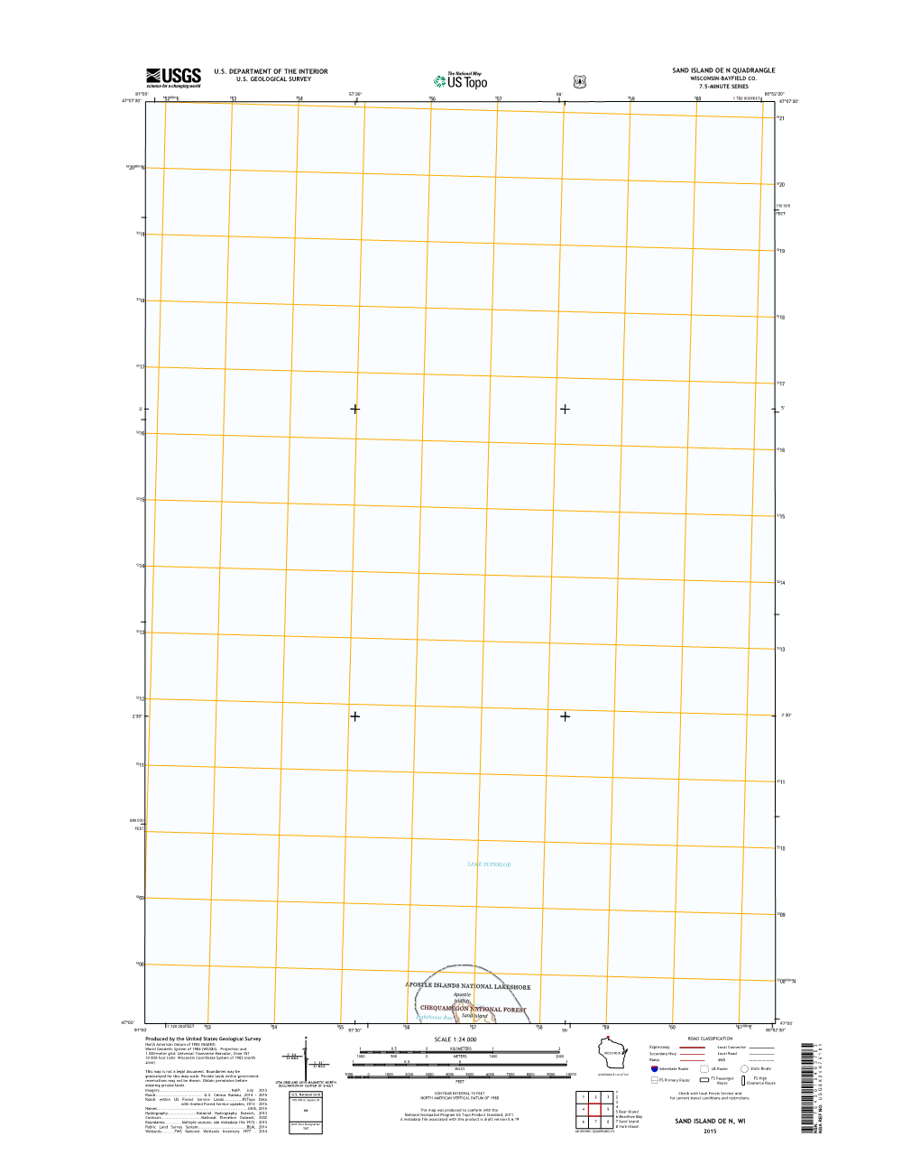 USGS 7.5-Minute Image Map for Sand Island OE N, Wisconsin