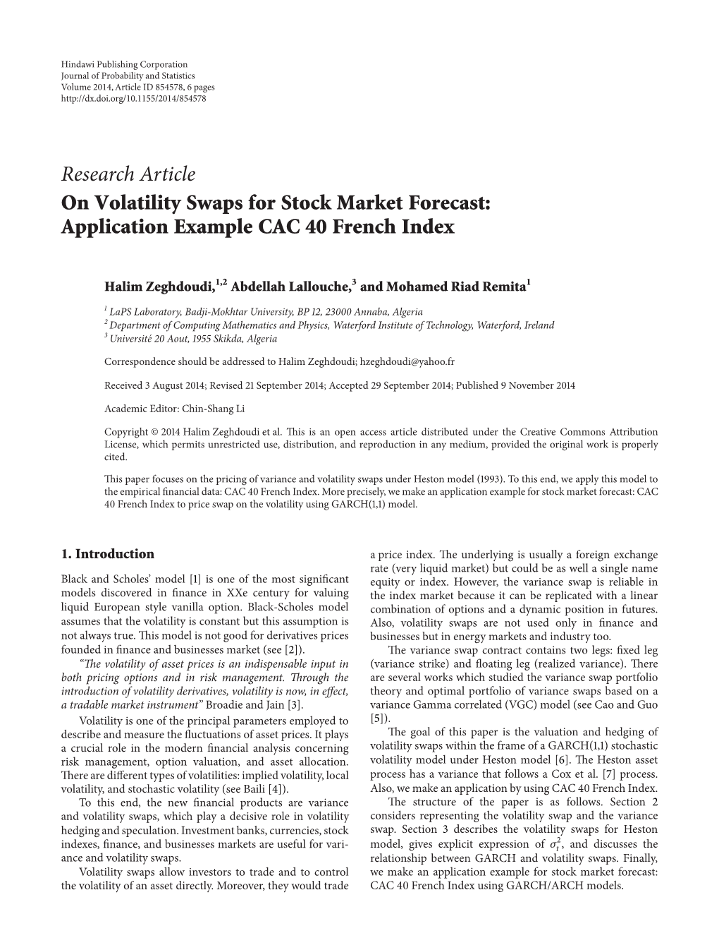 On Volatility Swaps for Stock Market Forecast: Application Example CAC 40 French Index