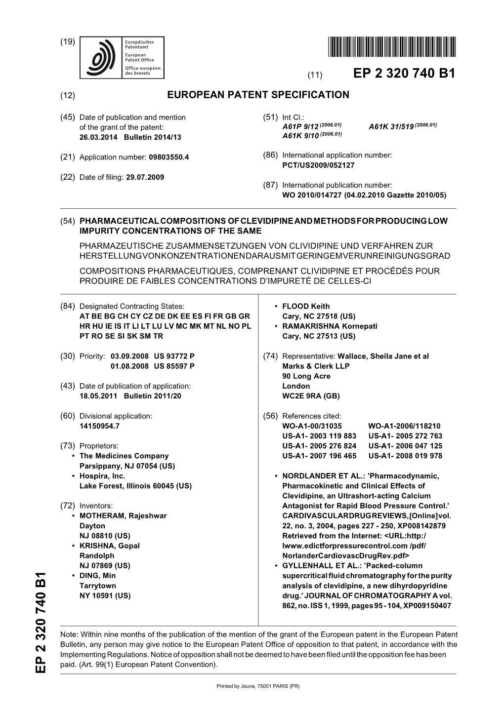 Pharmaceutical Compositions of Clevidipine and Methods