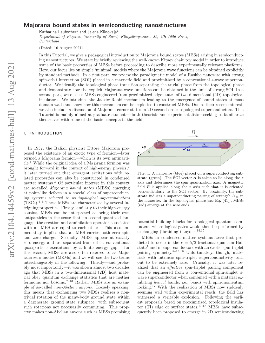 Arxiv:2104.14459V2 [Cond-Mat.Mes-Hall] 13 Aug 2021 Rymksnnaeinayn Uha Bspromising Prop- Mbss This As Such Subsequent Anyons Commuting