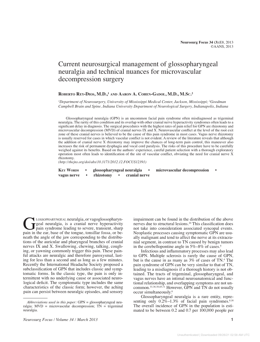 Current Neurosurgical Management of Glossopharyngeal Neuralgia and Technical Nuances for Microvascular Decompression Surgery