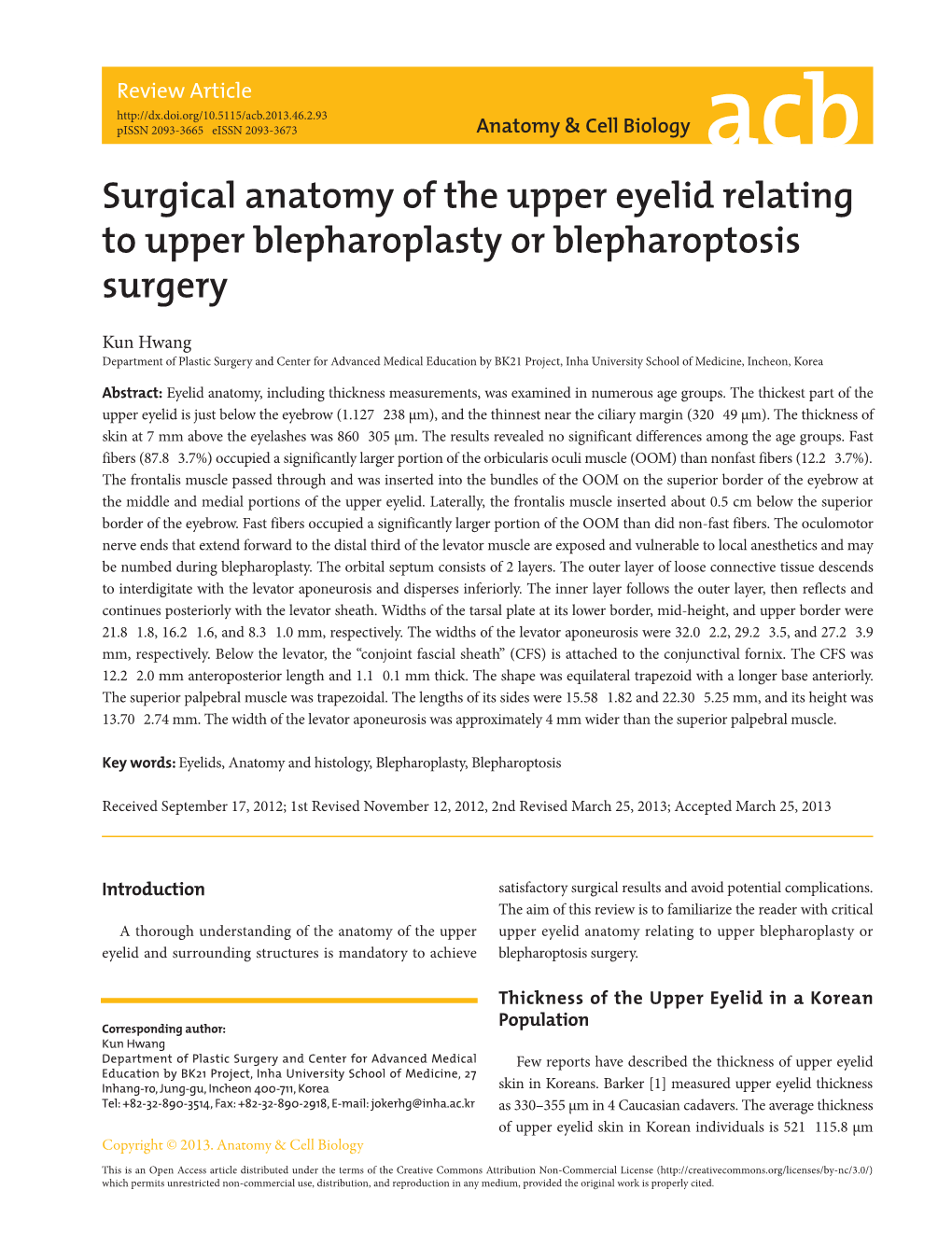 Surgical Anatomy of the Upper Eyelid Relating to Upper Blepharoplasty Or Blepharoptosis Surgery