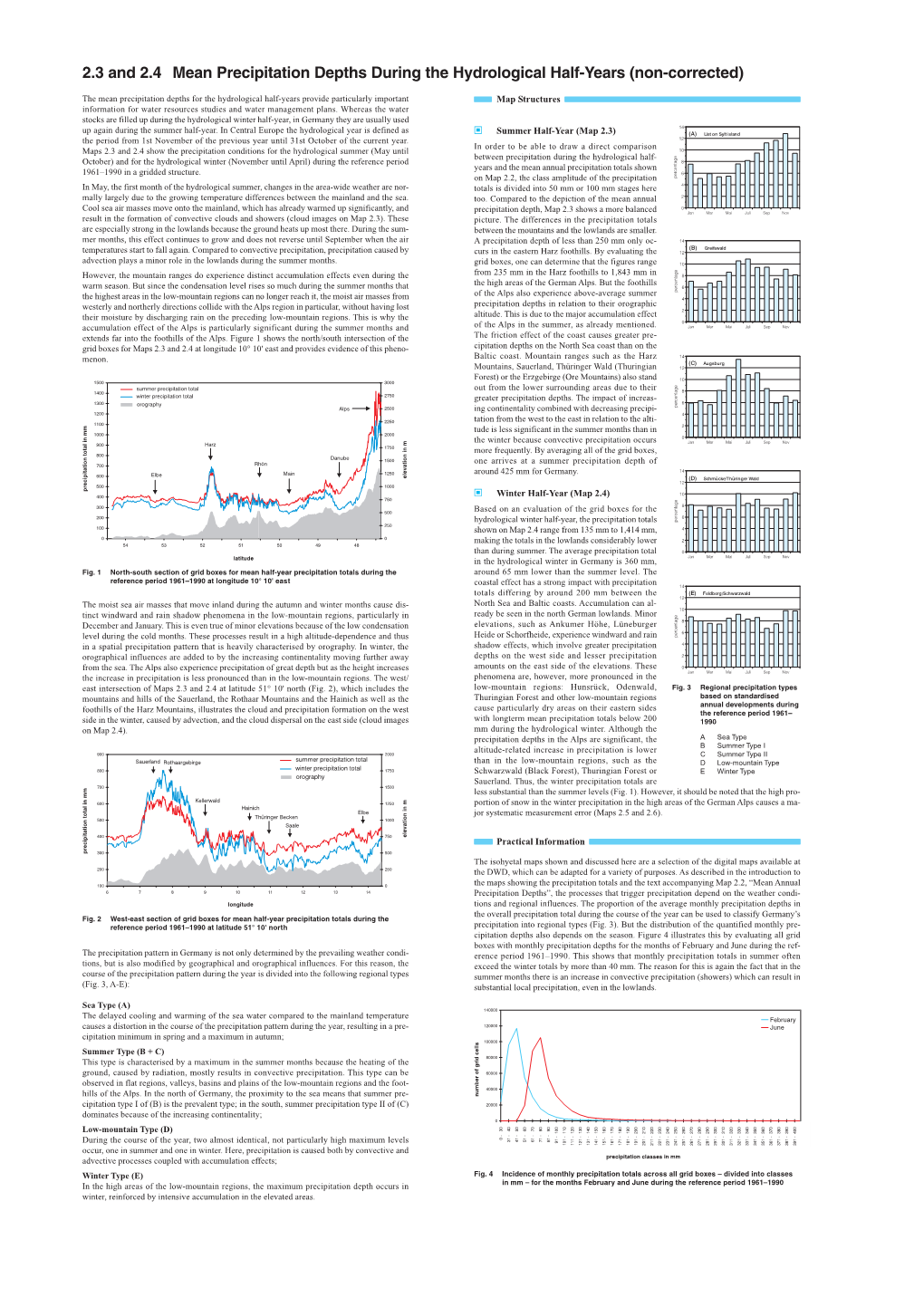 2.3 and 2.4 Mean Precipitation Depths During the Hydrological Half-Years (Non-Corrected)