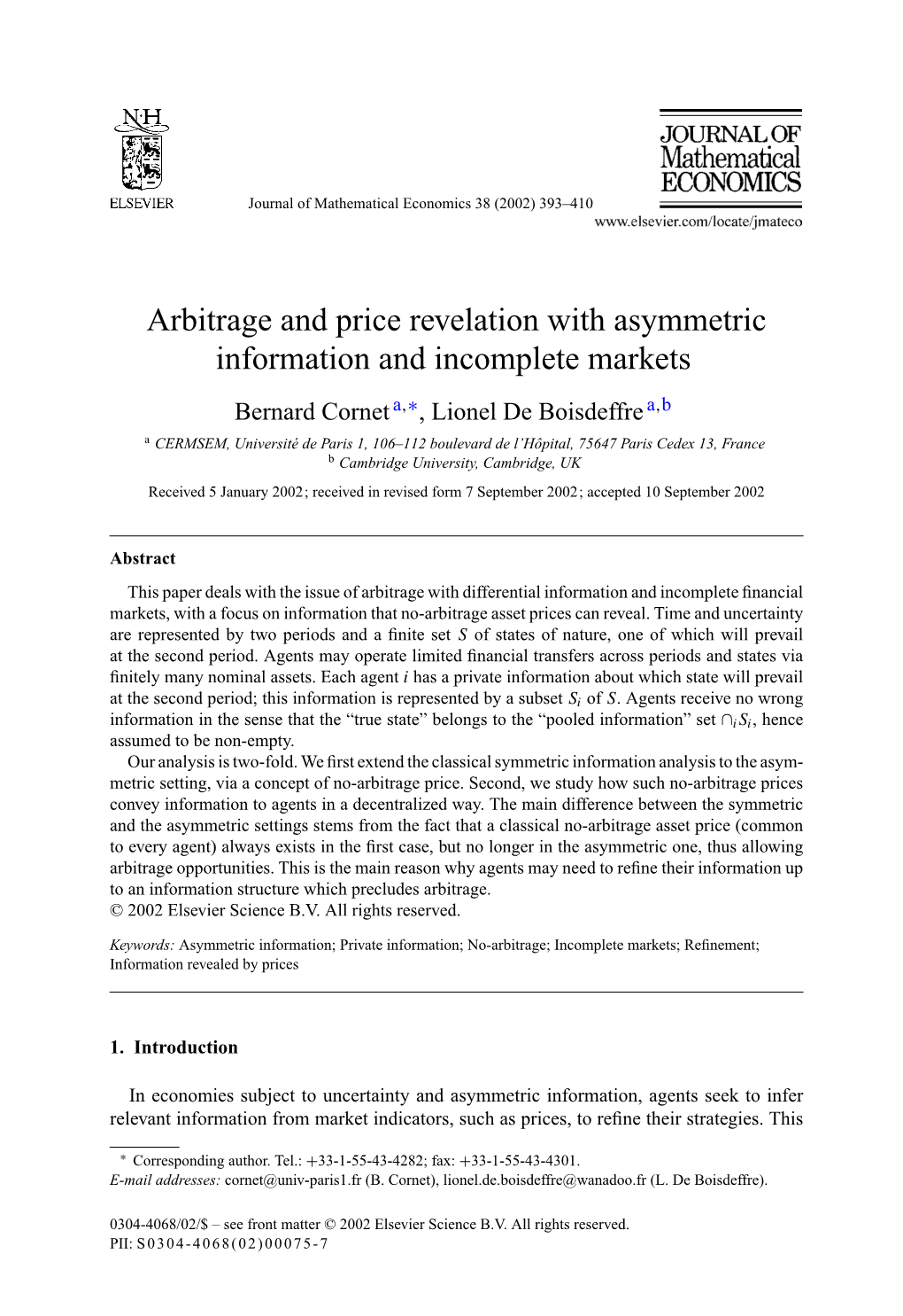 Arbitrage and Price Revelation with Asymmetric Information And