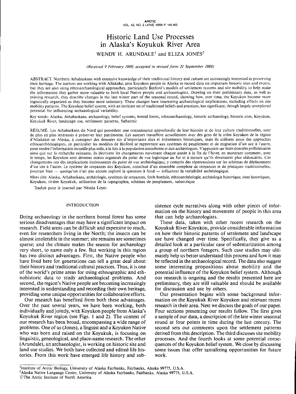 Historic Land Use Processes in Alaska's Koyukuk River Area