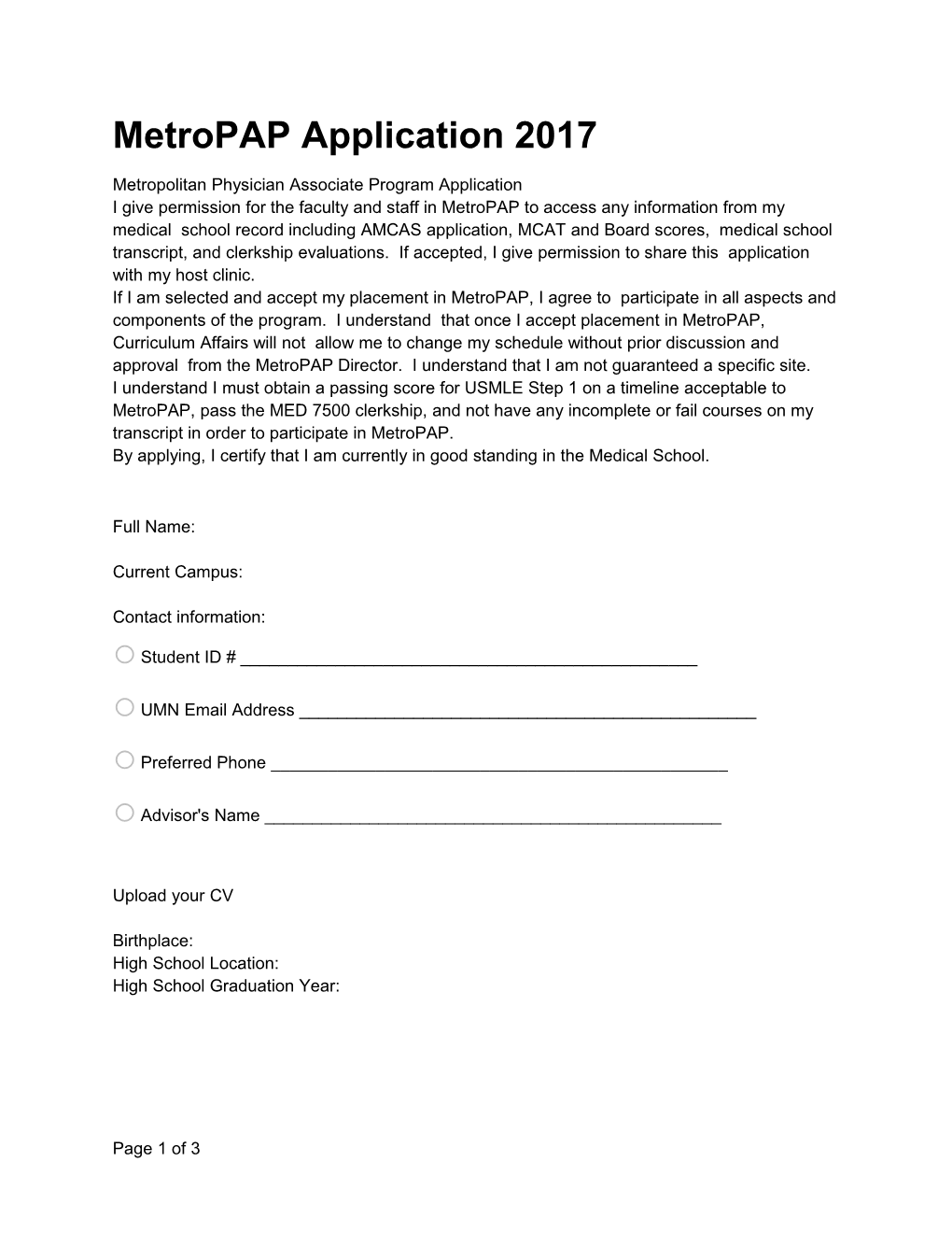 Metropap Application 2017