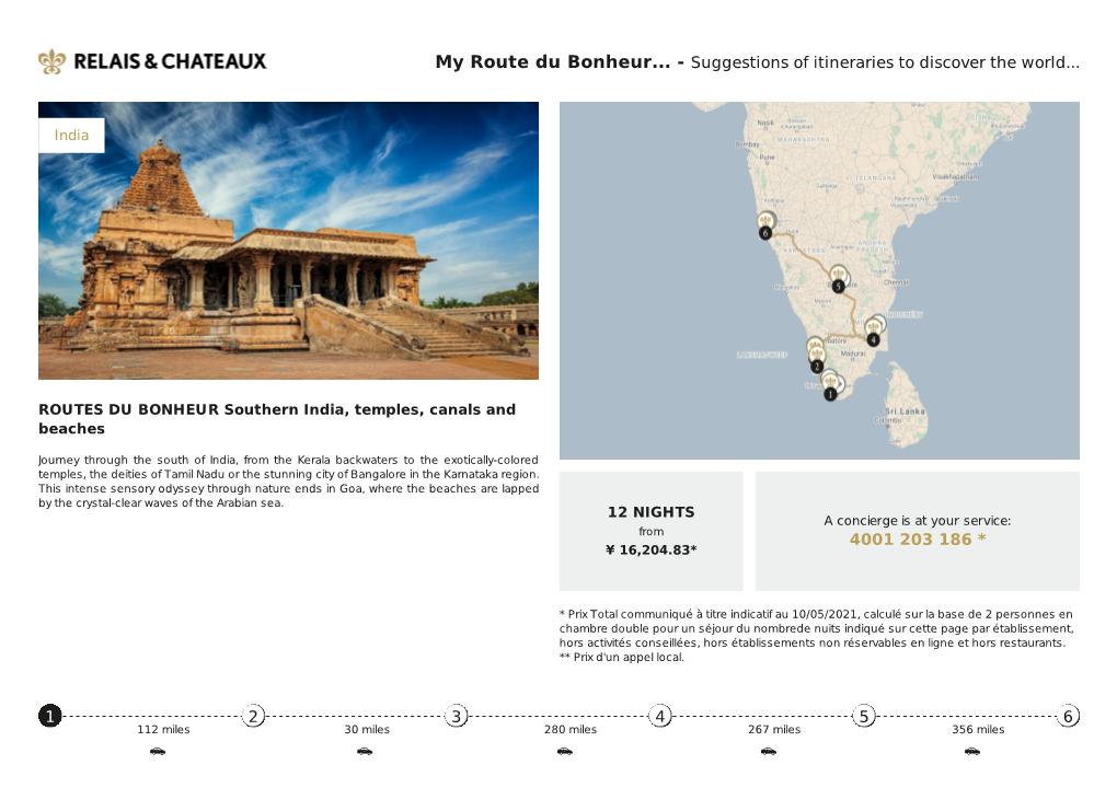 ROUTES DU BONHEUR Southern India, Temples, Canals and Beaches