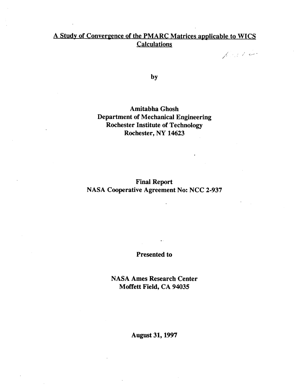 A Study of Convergence of the PMARC Matrices Applicable to WICS Calculations