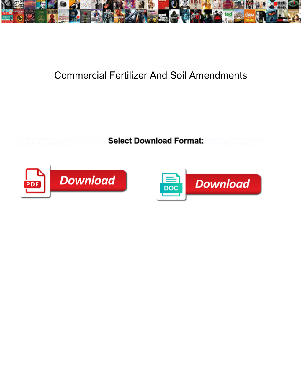 Commercial Fertilizer and Soil Amendments