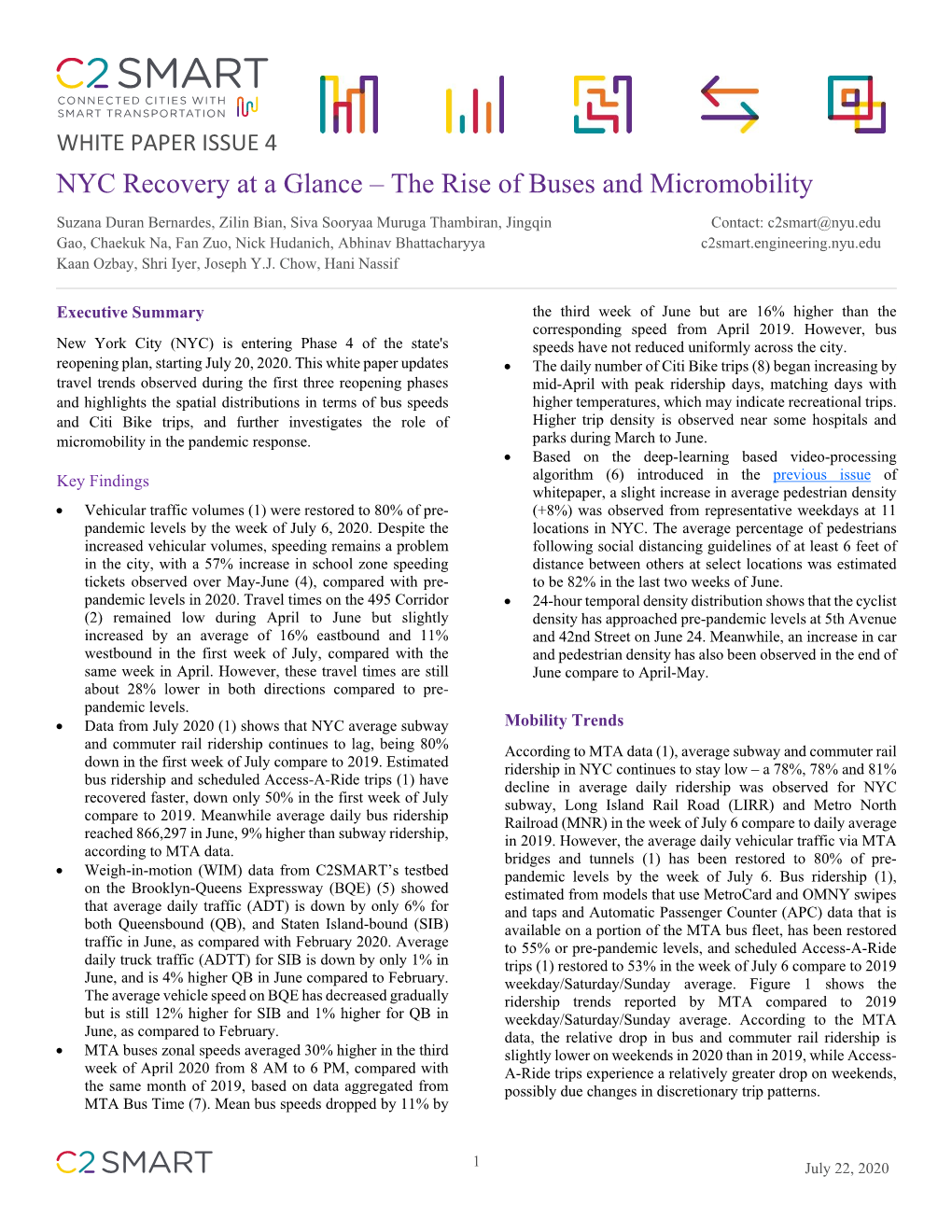 NYC Recovery at a Glance – the Rise of Buses and Micromobility