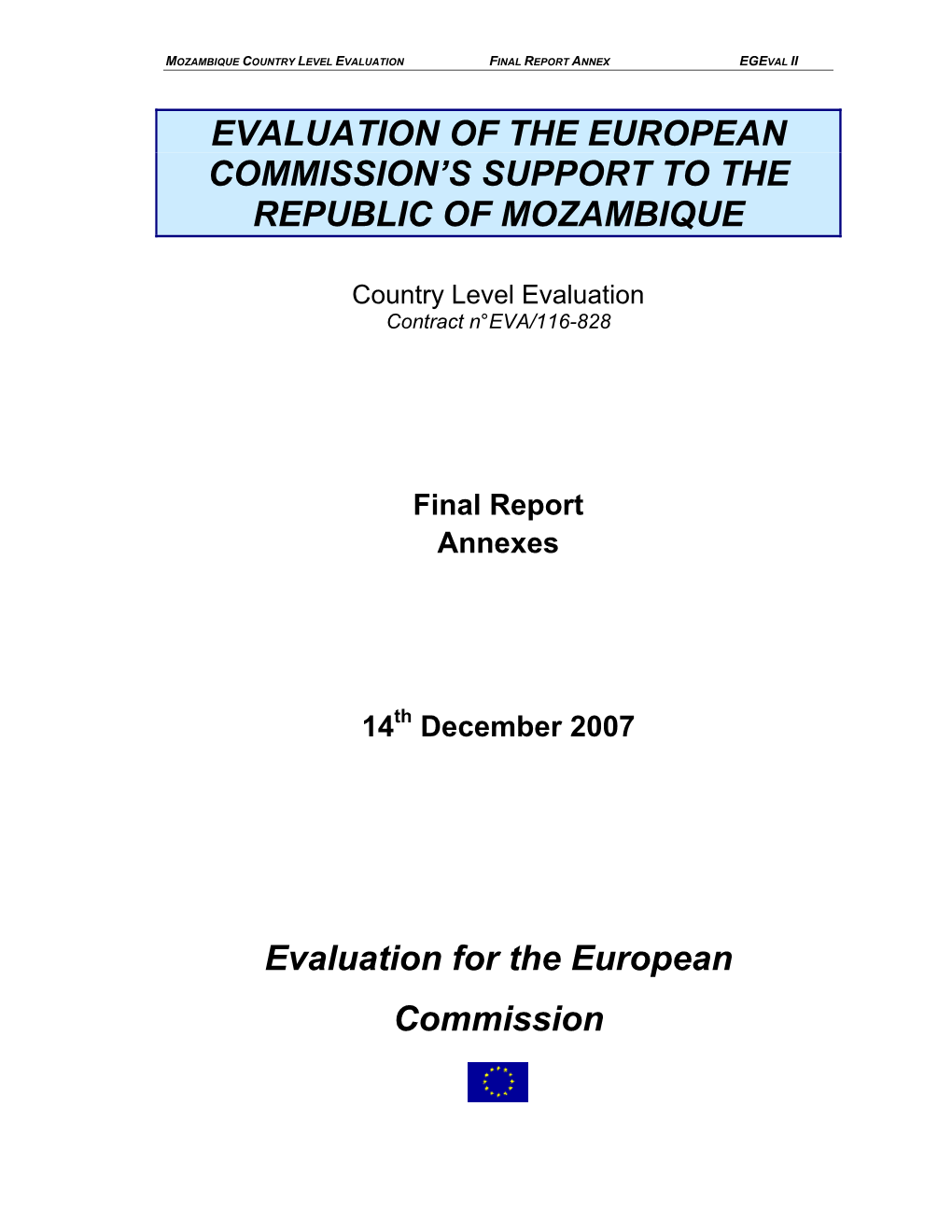 Evaluation of the European Commission's Support To