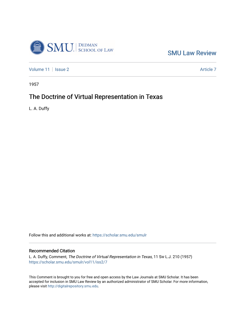 The Doctrine of Virtual Representation in Texas