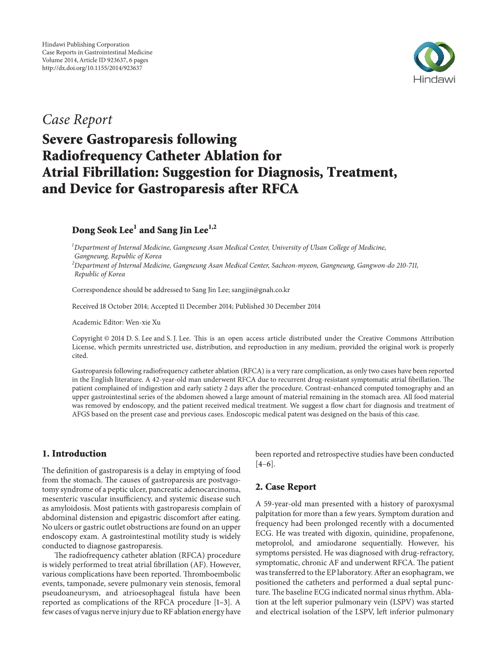 Severe Gastroparesis Following Radiofrequency Catheter Ablation for Atrial Fibrillation: Suggestion for Diagnosis, Treatment, and Device for Gastroparesis After RFCA