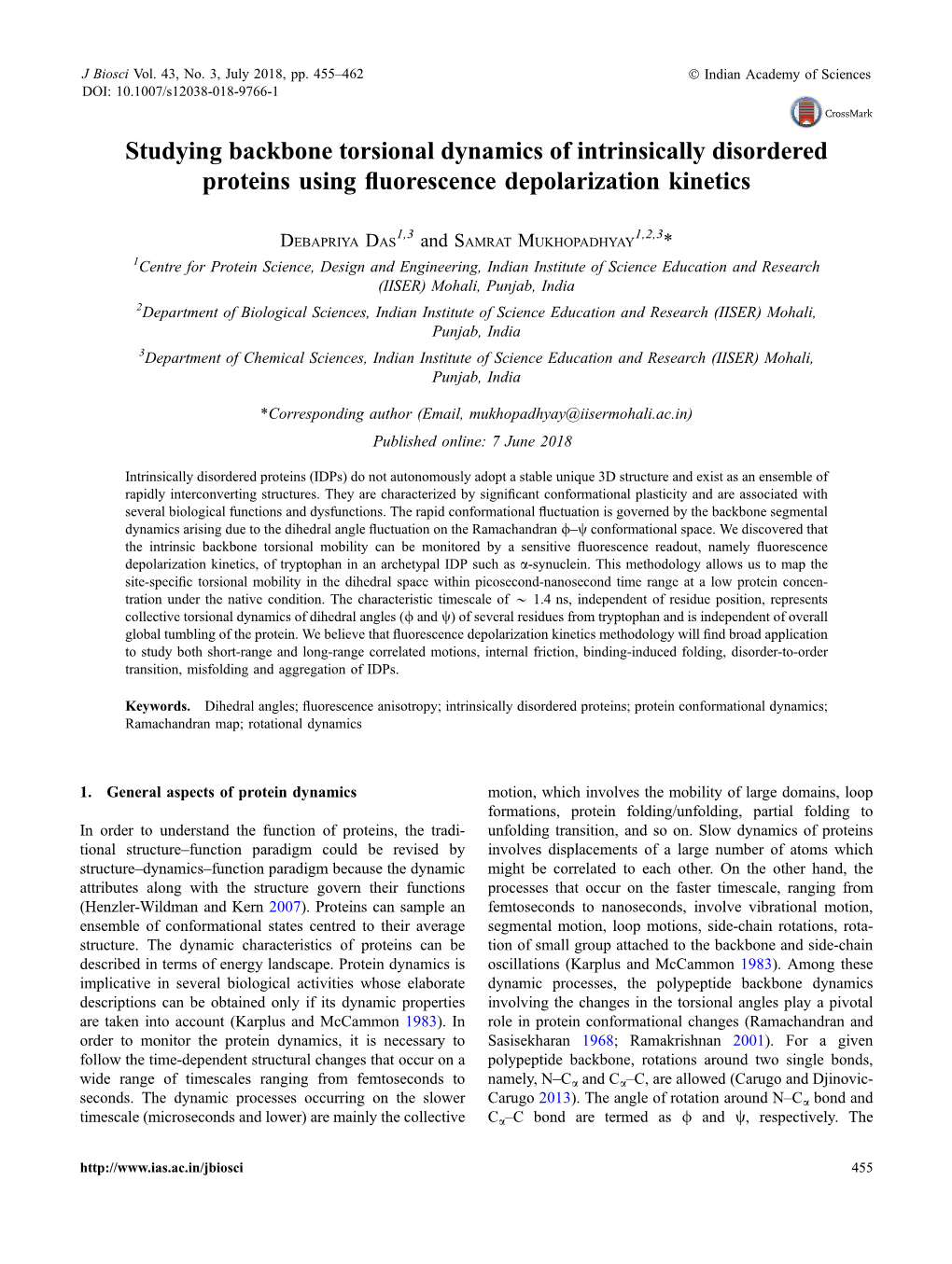 Studying Backbone Torsional Dynamics of Intrinsically Disordered Proteins Using ﬂuorescence Depolarization Kinetics