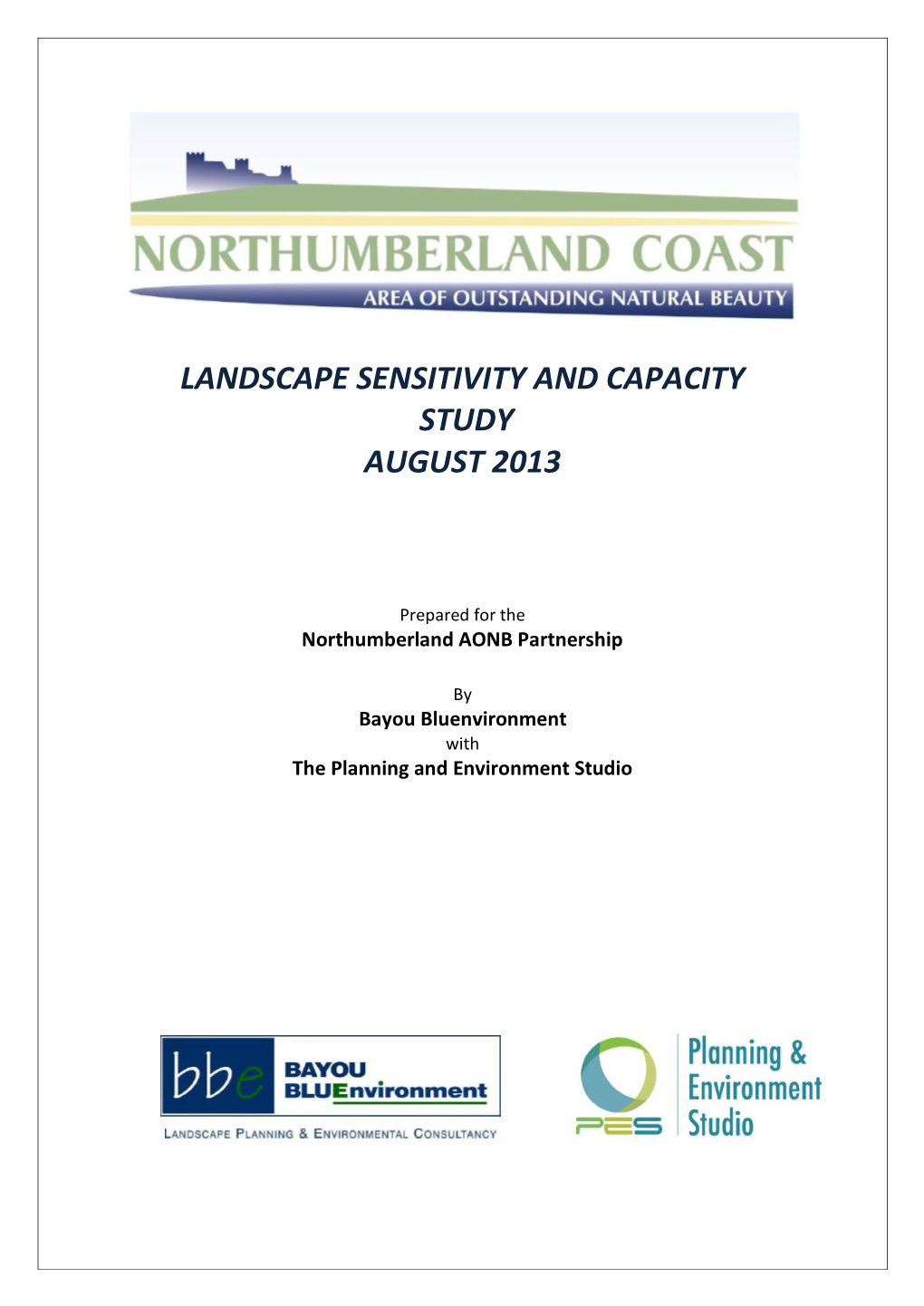 Landscape Sensitivity and Capacity Study August 2013