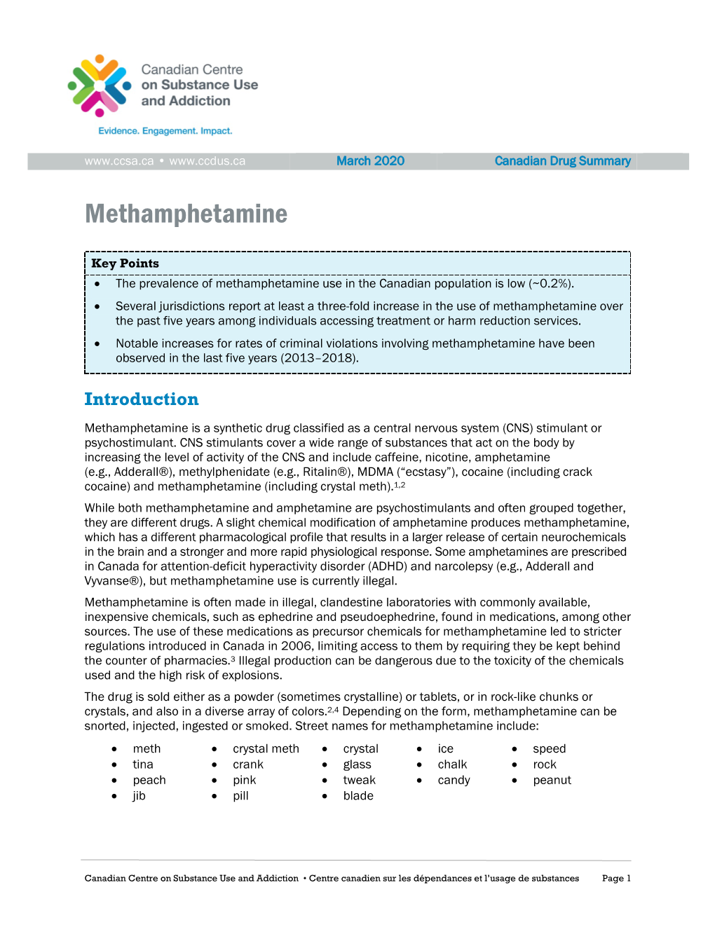 Methamphetamine (Canadian Drug Summary)