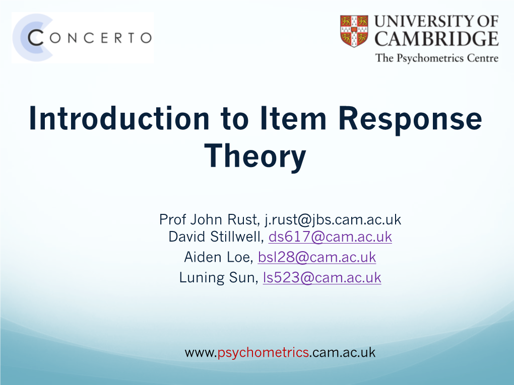 Introduction to Item Response Theory