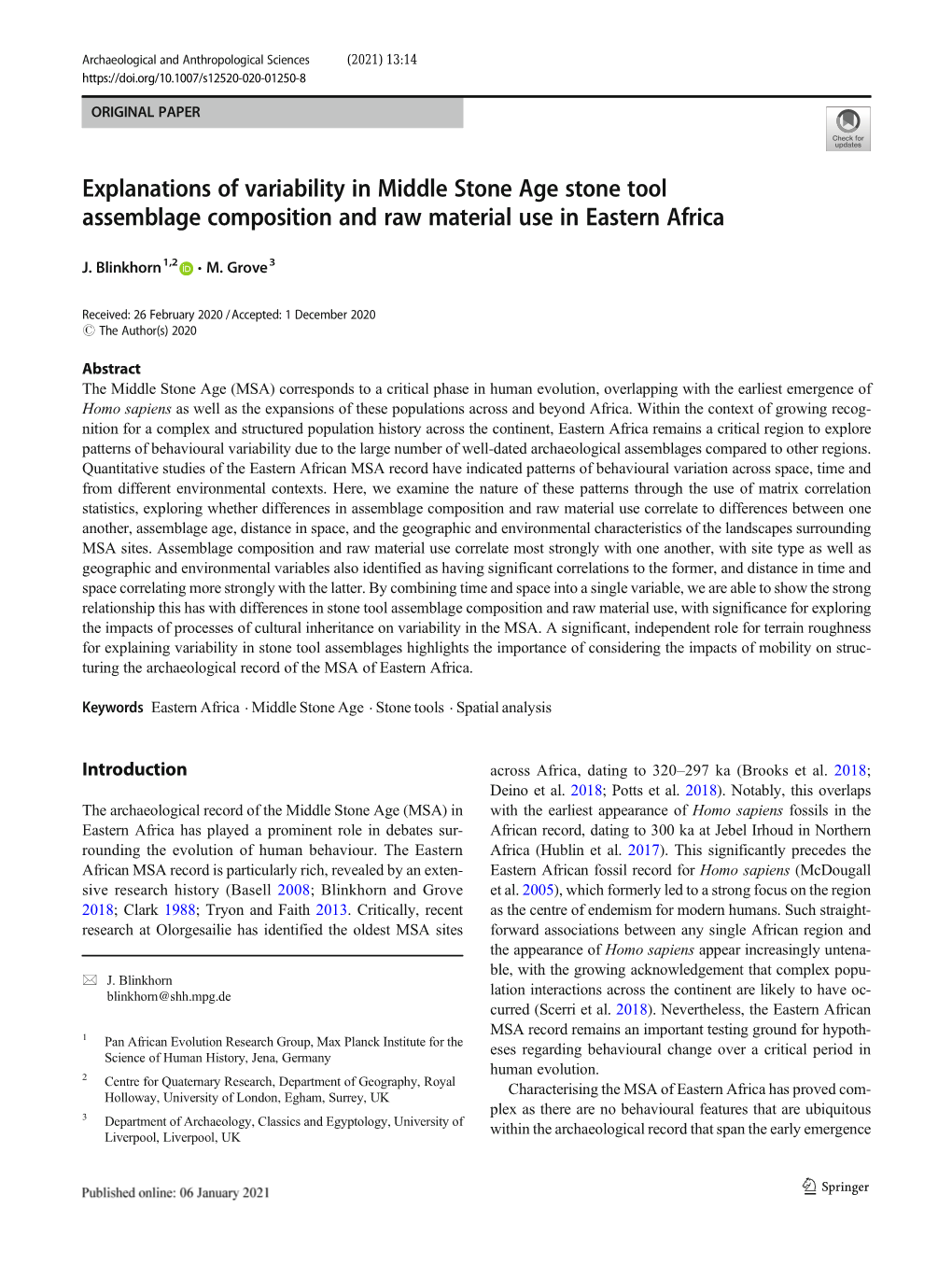 Explanations of Variability in Middle Stone Age Stone Tool Assemblage Composition and Raw Material Use in Eastern Africa
