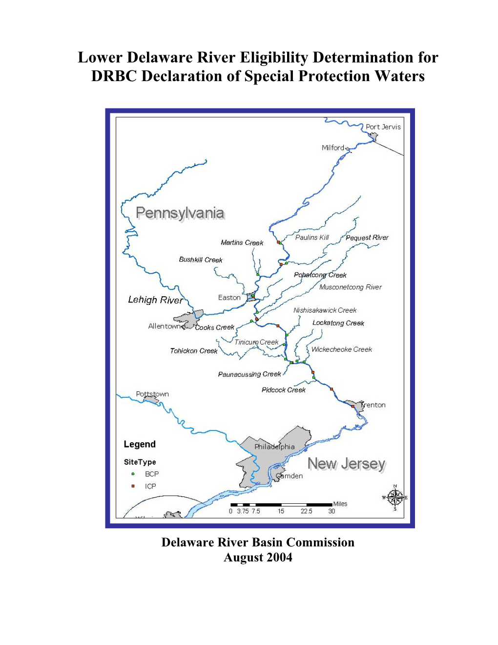 Lower Delaware River Eligibility Determination for DRBC Declaration of Special Protection Waters