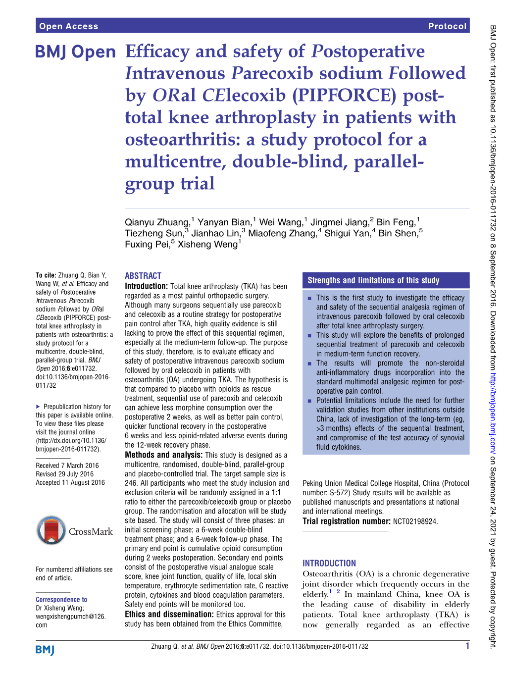 Efficacy and Safety of Postoperative Intravenous Parecoxib Sodium