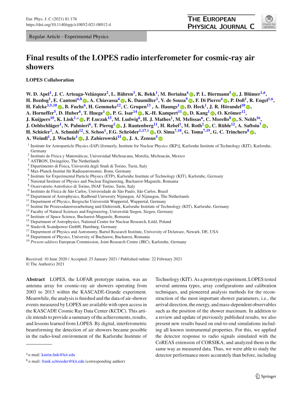 Final Results of the LOPES Radio Interferometer for Cosmic-Ray Air Showers