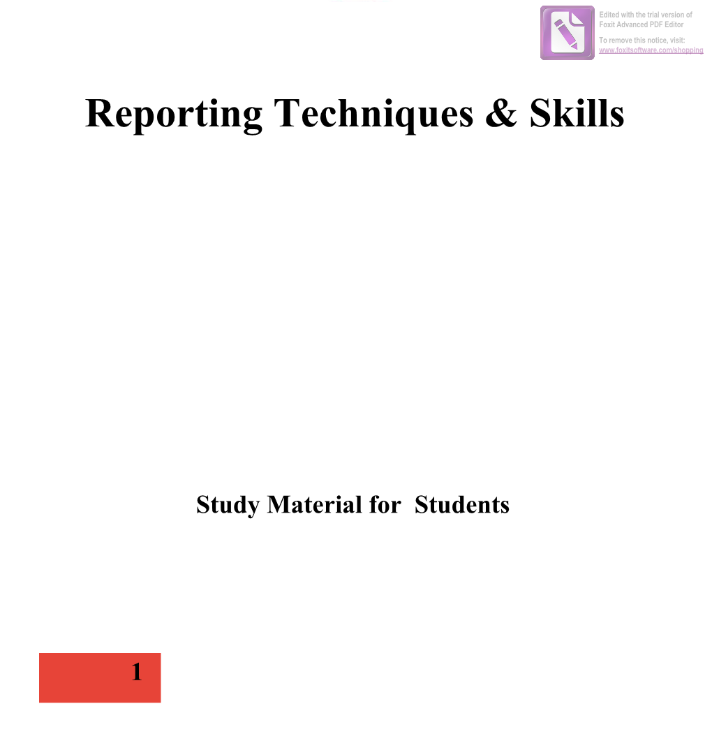 Reporting Techniques & Skills